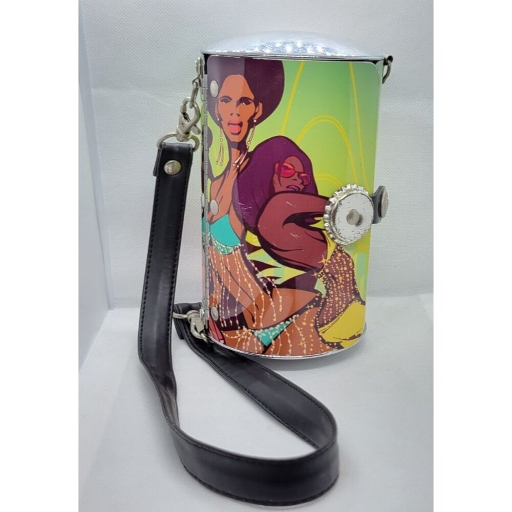 Littlearth Vintage Barrel Shaped Crossbody Purse SOUL WHEELS Graphic Tin Bag